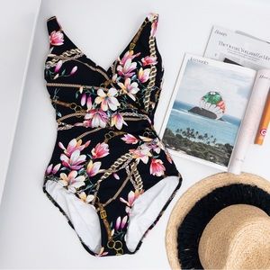 GOTTEX . Amalfi Coast Floral Wrap-Effect One-Piece Swimsuit